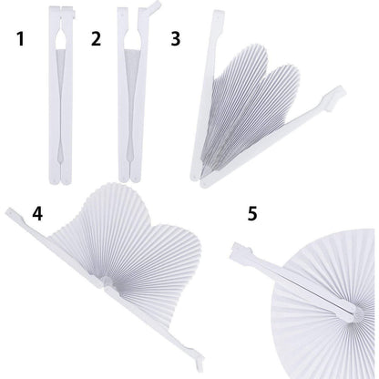 Weißer Handfächer Herzform Hochzeit Gäste Geschenk 24Stk