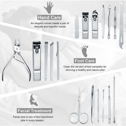 Professionelles Maniküre Set aus Edelstahl - 18-teiliges