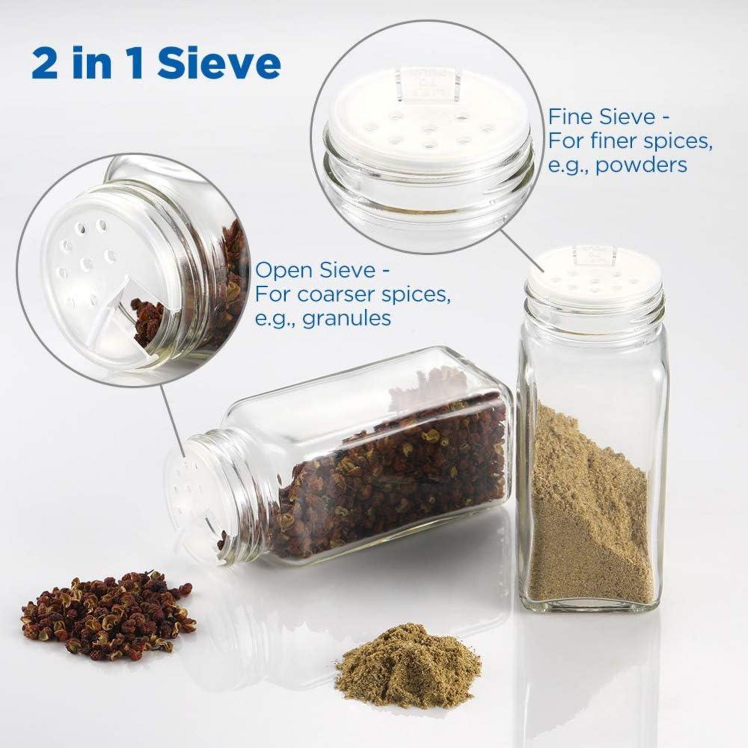 Bambus Gewürzregal mit 18 Gewürzgläsern und Aluminium Deckel