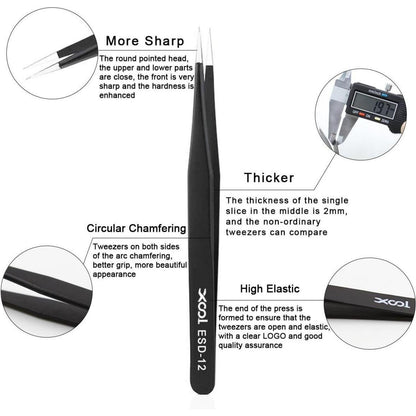 XOOL 10-teiliges Präzisions-Pinzetten