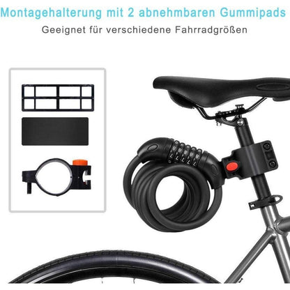 Fahrradschloss mit 120cm Kabel, 5-Stelliger