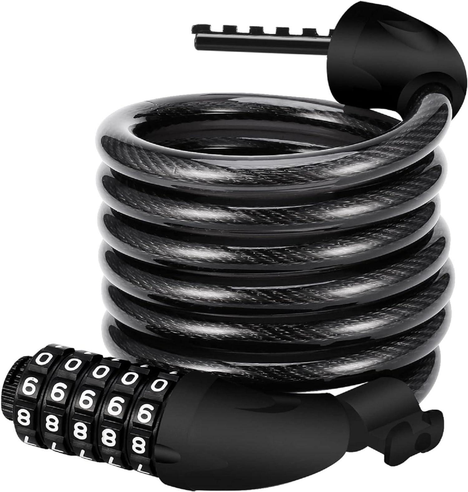 Fahrradschloss mit 5-stelligem Zahlencode 120cm/12mm Schwarz