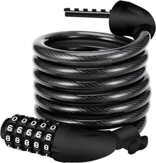 Fahrradschloss mit 5-stelligem Zahlencode 120cm/12mm Schwarz