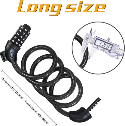 120cm Fahrradschloss mit Zahlencode, Sicherheitsstufe Sehr Hoch, Schwarz