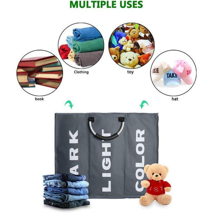 3-fach Wäschesortierer faltbar – Braun/Grau, 90L