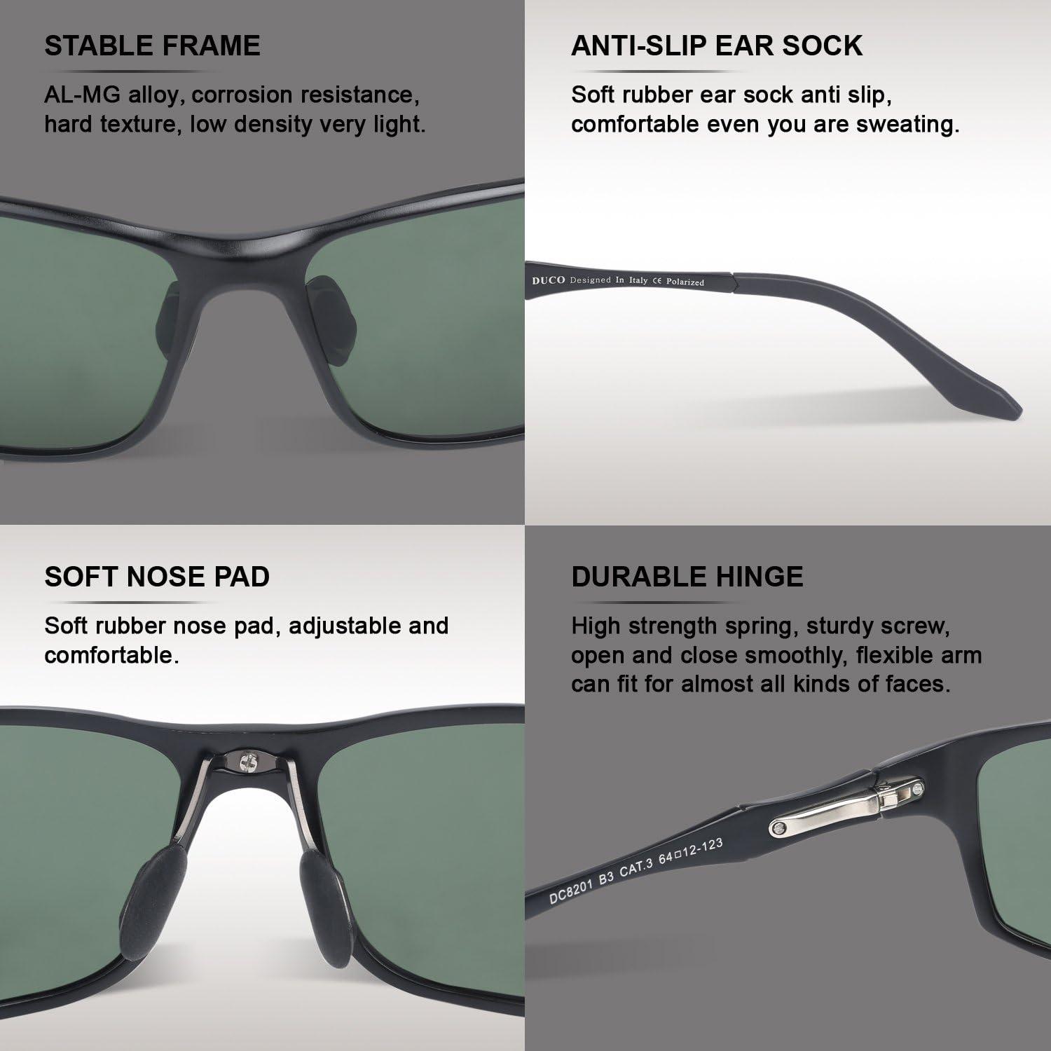 DUCO Polarisierte Sport-Sonnenbrille Herren Al-Mg Metallrahmen