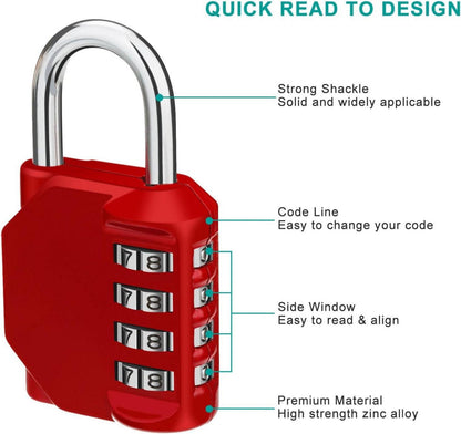 Zahlenschloss mit 4-stelliger Kombination für Fitness, Schule, Outdoor
