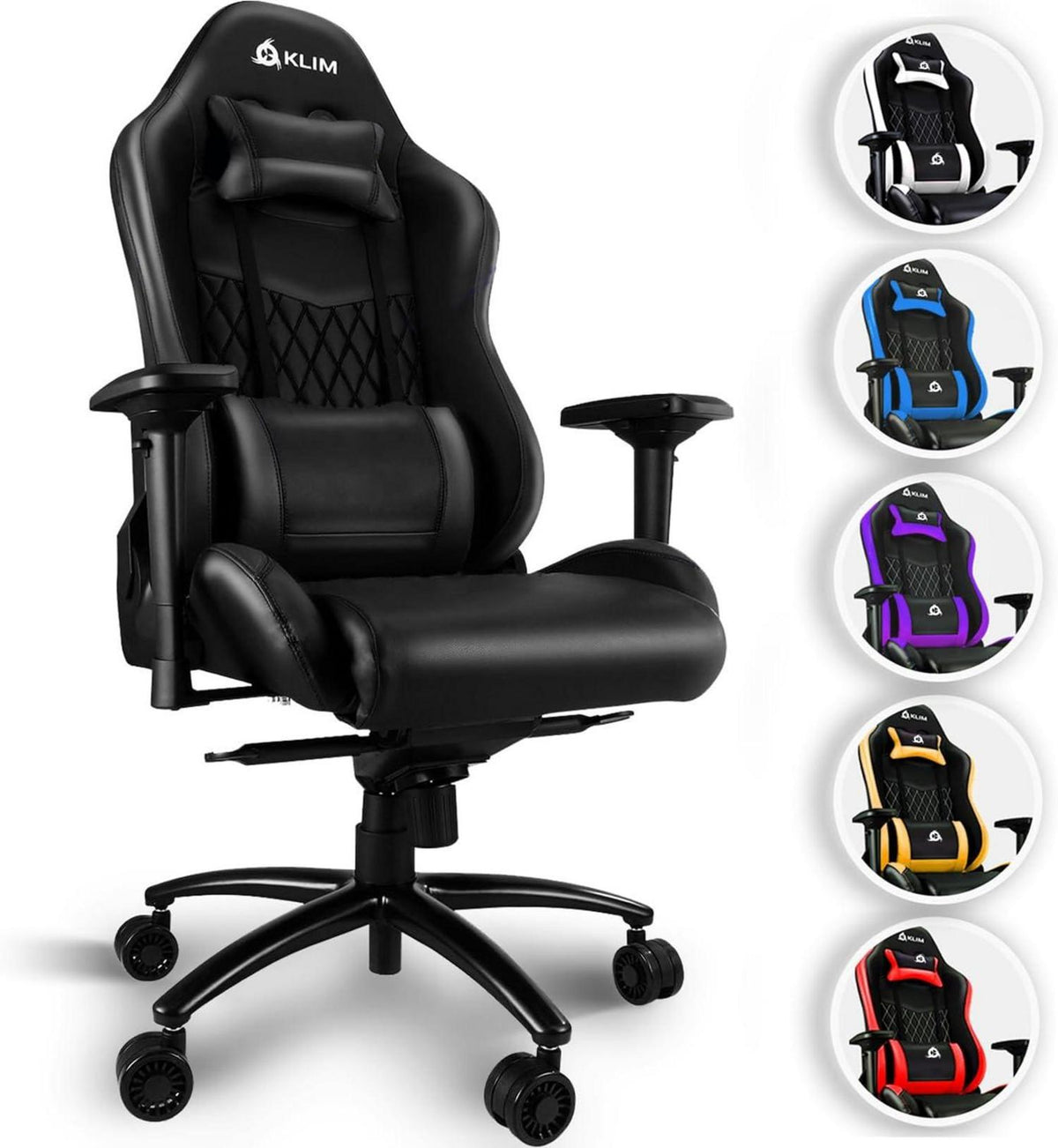 Hochwertiger KLIM eSports Gaming Stuhl Ergonomisch Verstellbar Schwarz