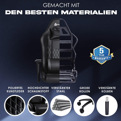 KLIM Esports Gaming Stuhl - Ergonomisch - 150 kg Belastbarkeit - Schwarz