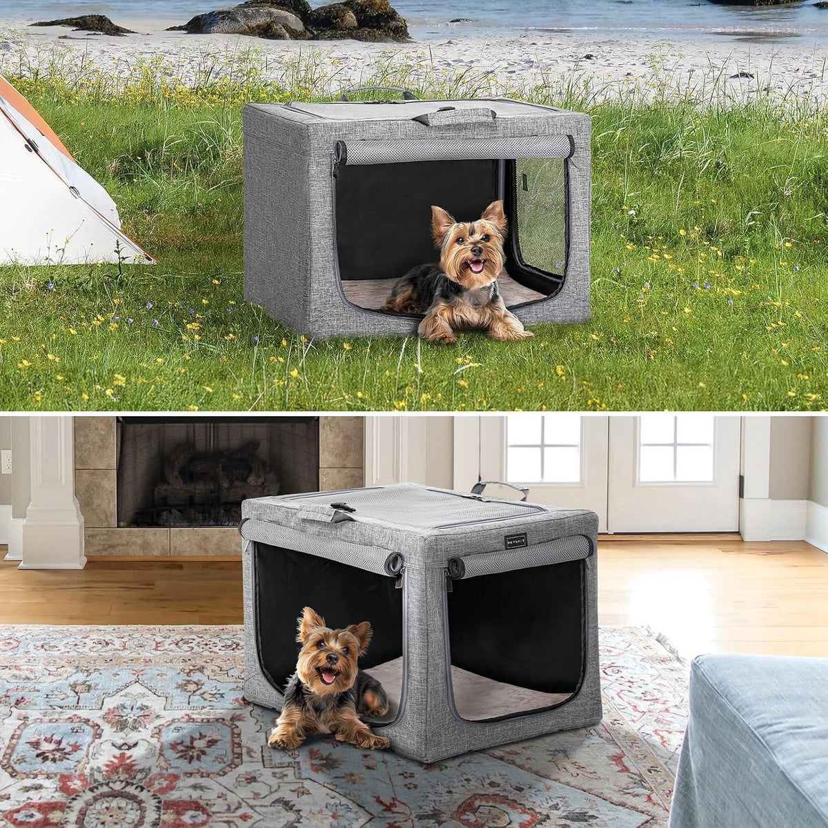 Faltbare Hundebox Grau – Bequemer Schlaf- & Reisekäfig