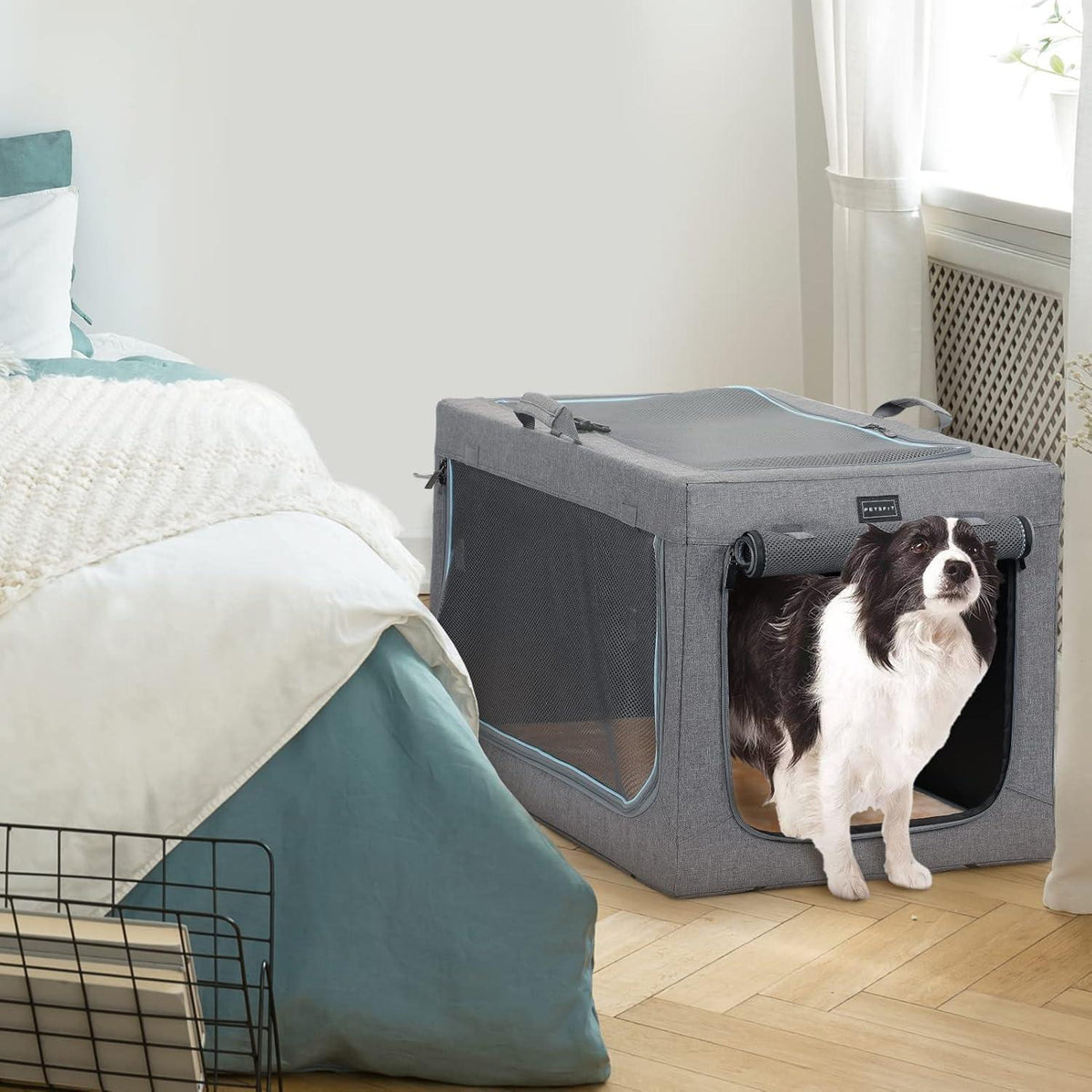 Faltbare Hundebox Grau L – Komfortabler Schlaf- & Reisekennel