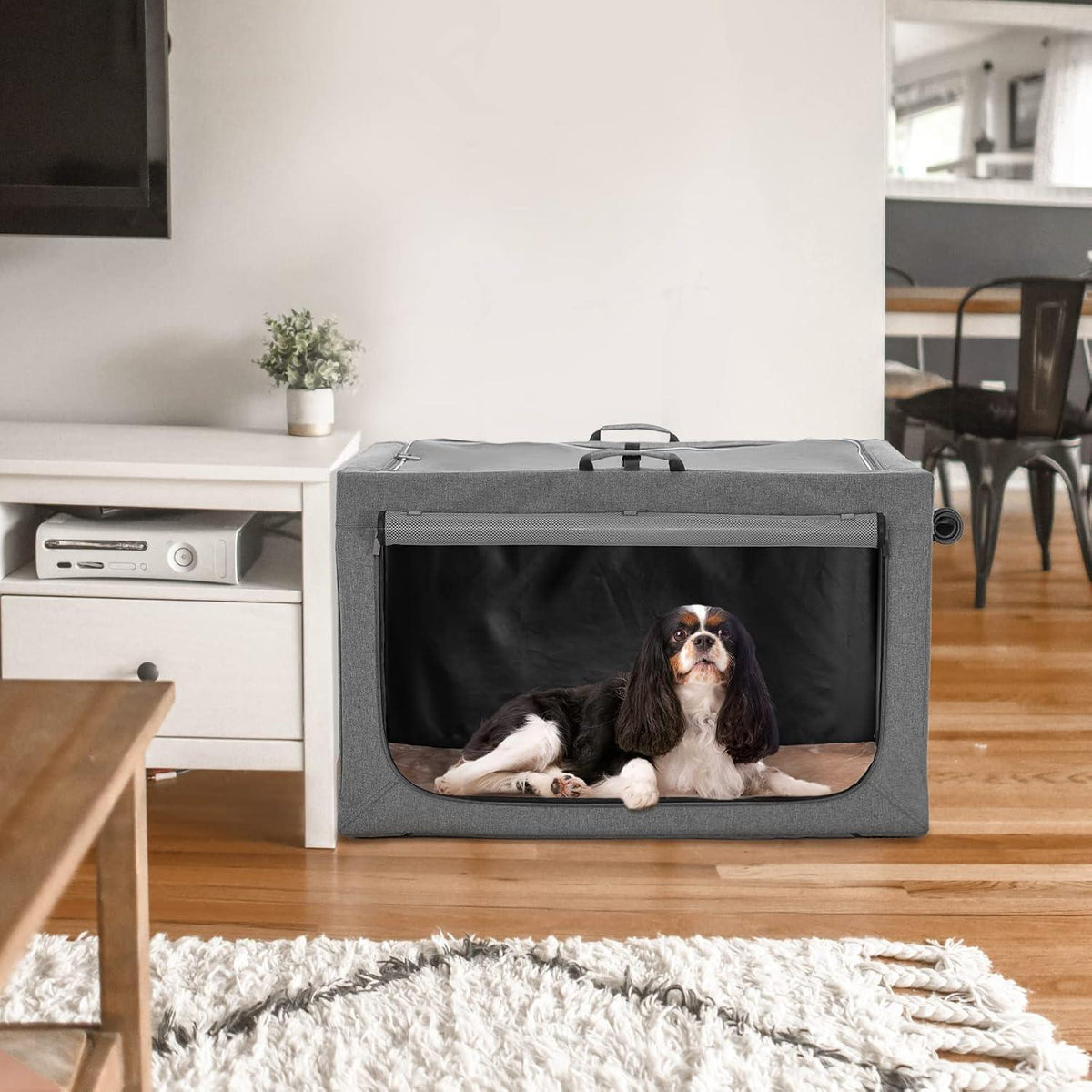 Faltbare Hundebox Grau L – Komfortabler Schlaf- & Reisekennel