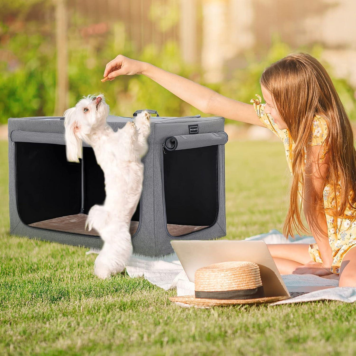 Faltbare Hundebox Grau L – Komfortabler Schlaf- & Reisekennel
