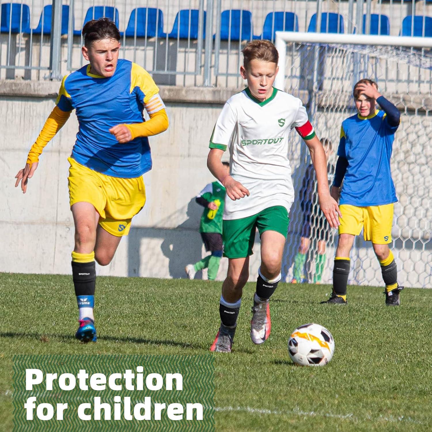 Sportout Schienbeinschoner Fußball Kinder Herren Schwarz Anti-Rutsch