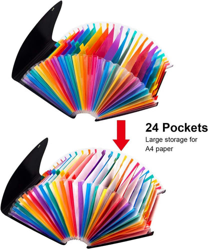 Fächermappe A4 Erweiterbar Ordnungsmappe 24 Taschen Akkordeon