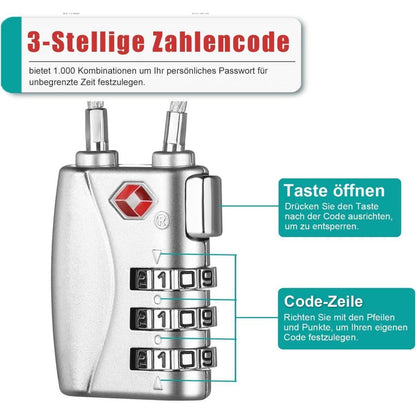 ZHEGE Zahlenschloss Koffer TSA Genehmigt, 3