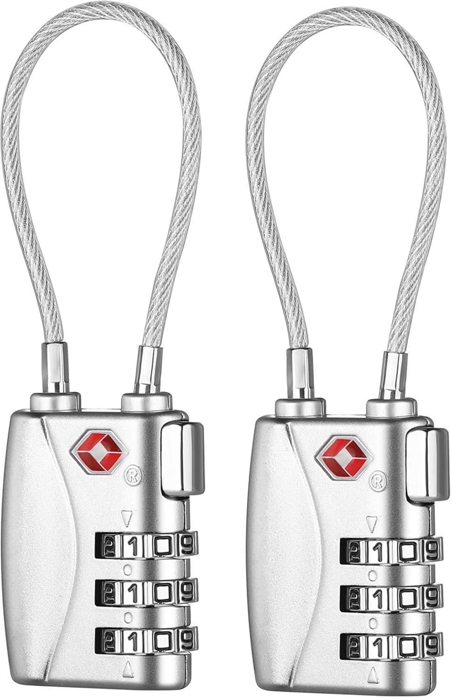 Zahlenschloss Koffer TSA Kabelschloss Set 2 Stücke Silber