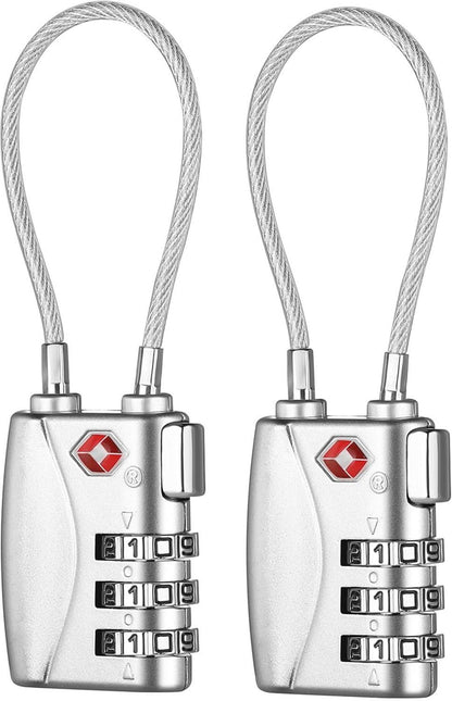 Zahlenschloss Koffer TSA Kabelschloss Set 2 Stücke Silber