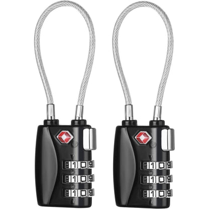 TSA Kofferschloss Schwarz 3-stellig Set Reise-Schloss