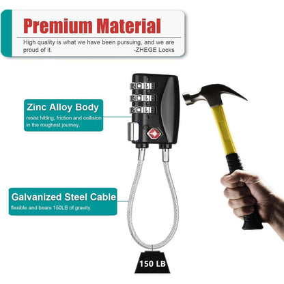 TSA Kofferschloss Schwarz 3-stellig Set Reise-Schloss