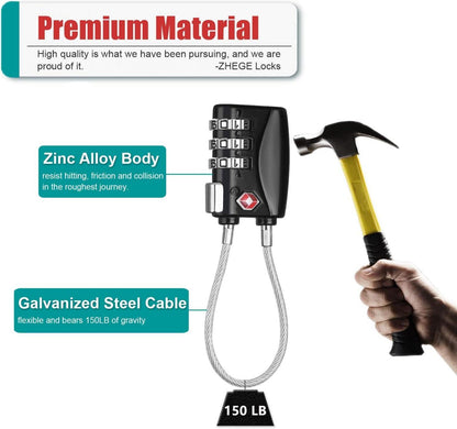 ZHEGE TSA Kofferschloss Zahlenschloss 3 stellig Schwarz 2 Stücke