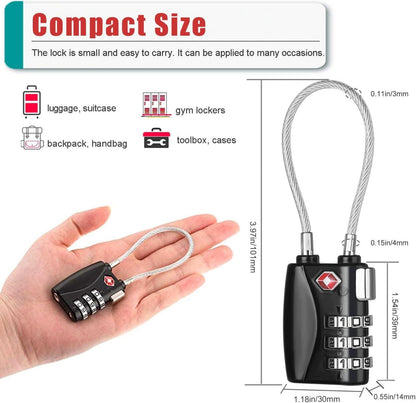 ZHEGE TSA Kofferschloss Zahlenschloss 3 stellig Schwarz 2er Set neu