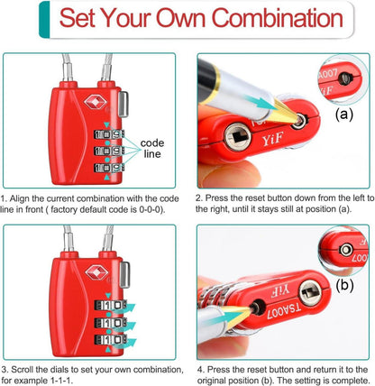 ZHEGE TSA Kofferschloss Zahlenschloss 3 stellig Schwarz 2er Set neu