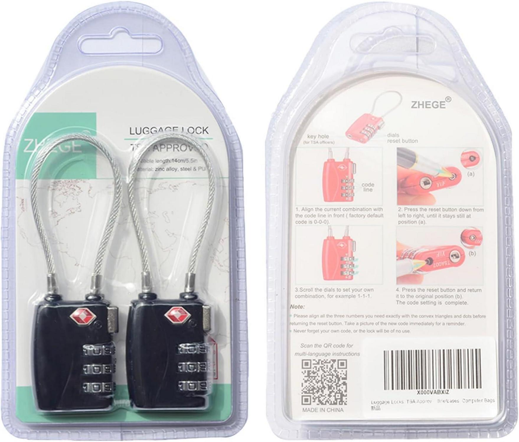 ZHEGE TSA Kofferschloss Zahlenschloss 3 stellig Schwarz 2 Stücke