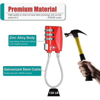 ZHEGE TSA Koffer Zahlenschloss 3 Stellig Rot 2 Stücke