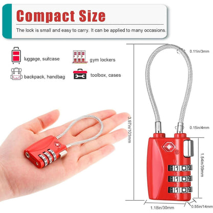 ZHEGE TSA Koffer Zahlenschloss 3 Stellig Rot 2 Stücke