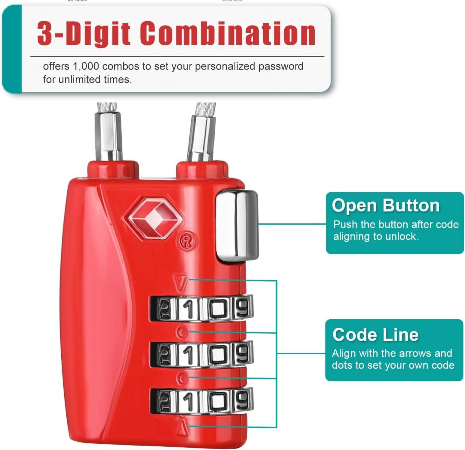 TSA Koffer Zahlenschloss 3 Stellig Rucksack Gepäck Sicherheitsschloss