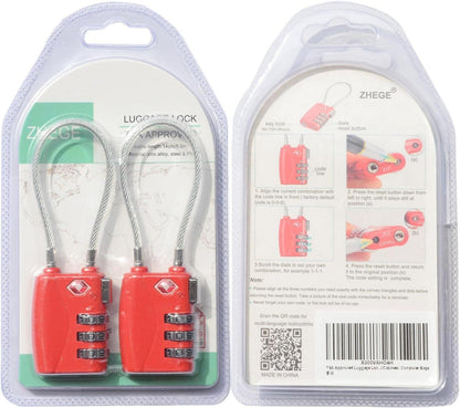 ZHEGE TSA Koffer Zahlenschloss 3 Stellig Rot 2 Stücke