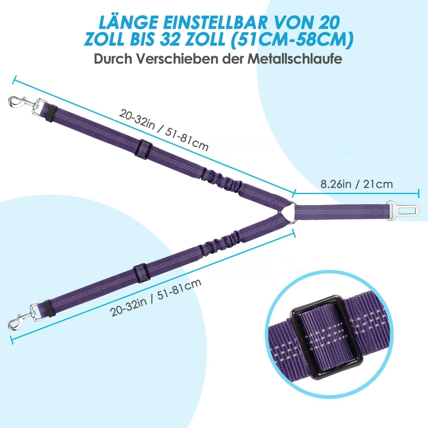 SlowTon Hund Auto Anschnallgurt 2in1 elastisch reflektierend verstellbar für