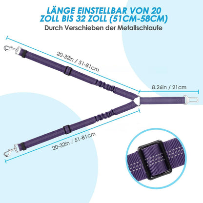 SlowTon Hund Auto Anschnallgurt 2in1 elastisch reflektierend verstellbar für