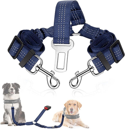 SlowTon Hund Auto Anschnallgurt 2in1 elastisch reflektierend sicher