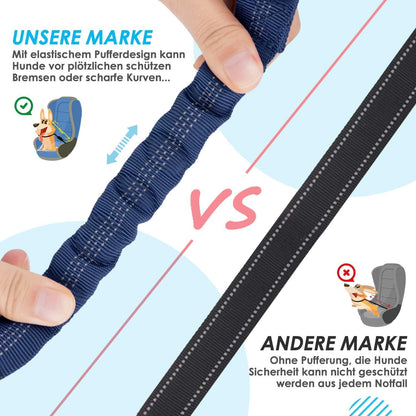 SlowTon Hundegurt Auto 2in1 verhedderungsfrei langlebig elastisch blau