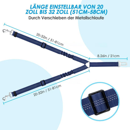 SlowTon Hundegurt Auto 2in1 verhedderungsfrei langlebig elastisch blau