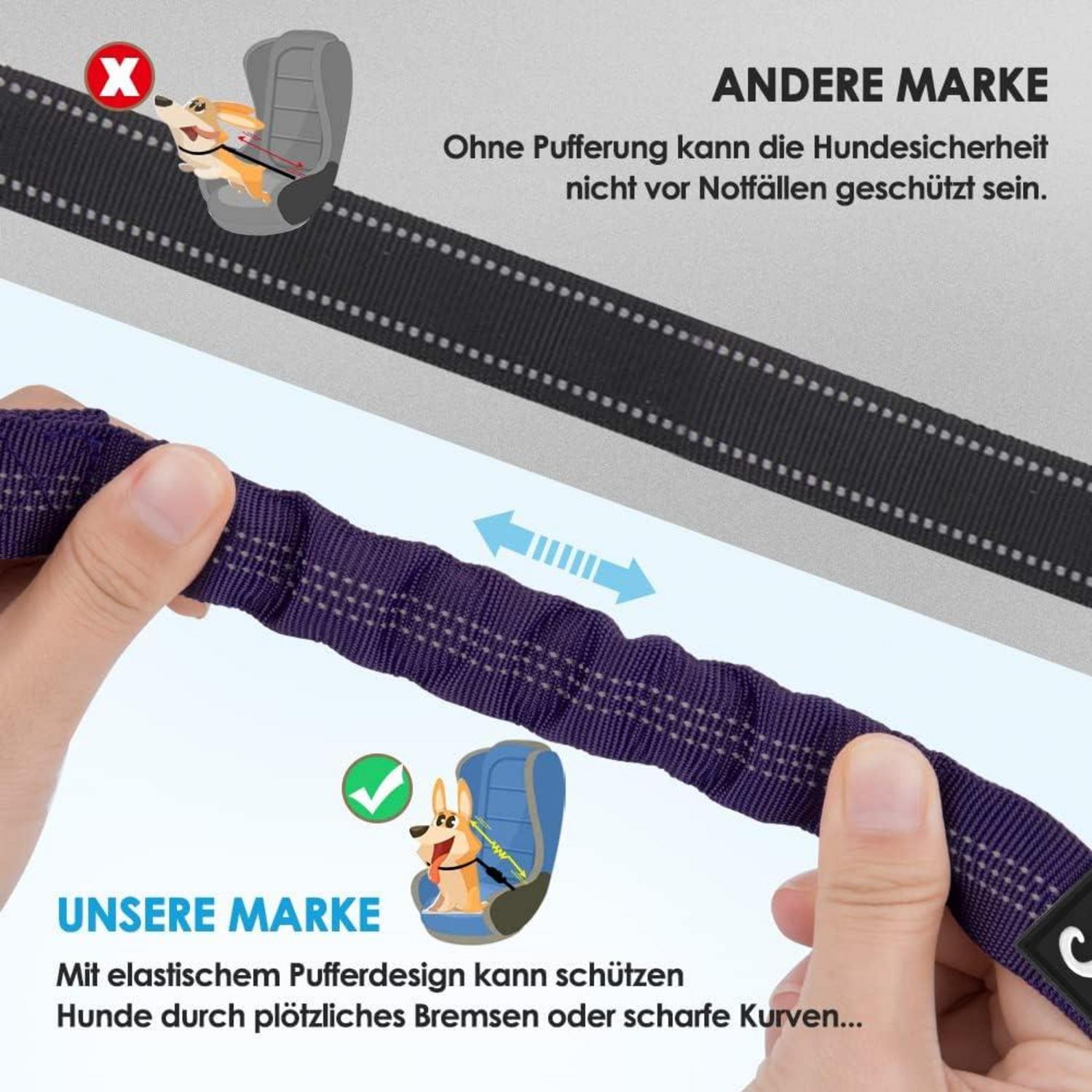 SlowTon Hundegurt Auto 2 Stück Kopfstützen-Rückhalte Anschnallgurt