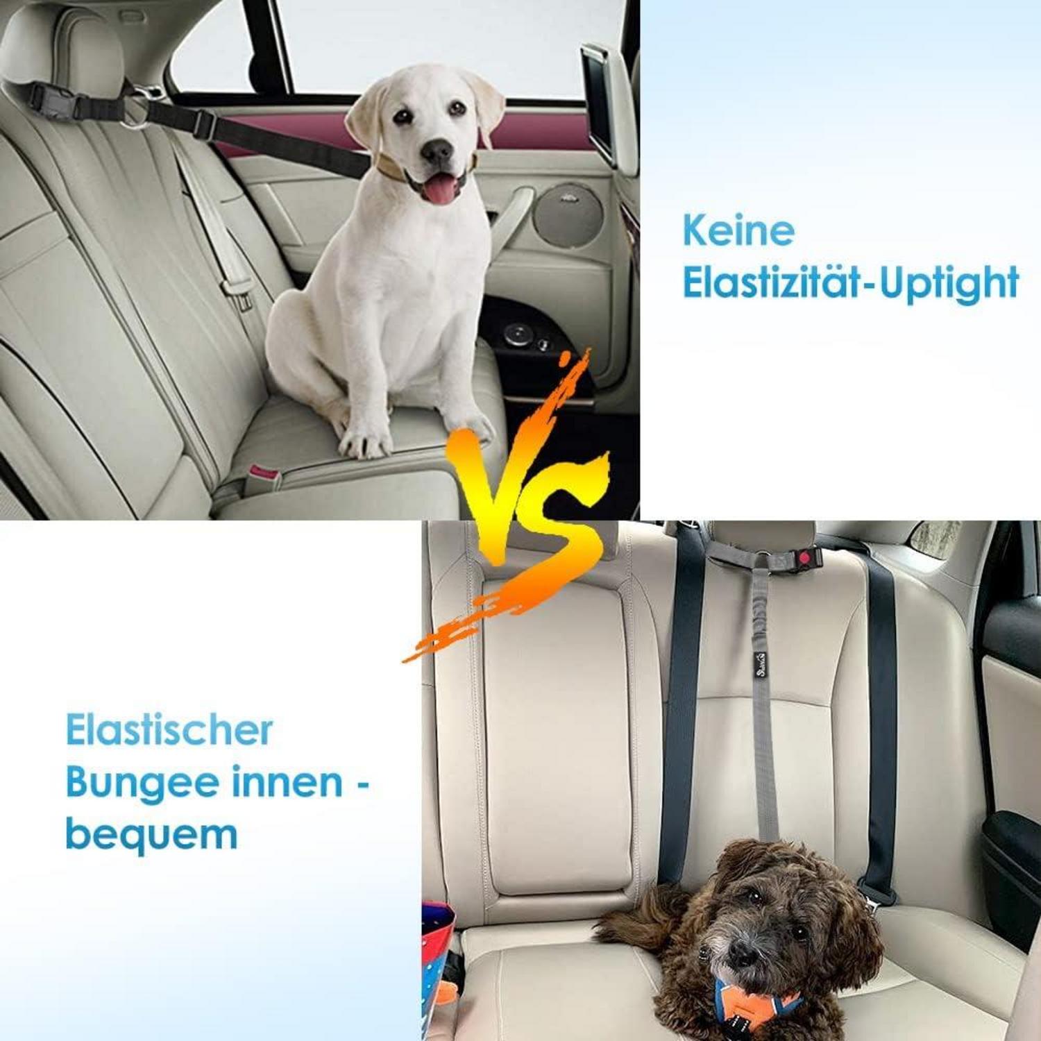 SlowTon Hundegurt Auto 2 Stück Kopfstützen Anschnallgurt B.Grau