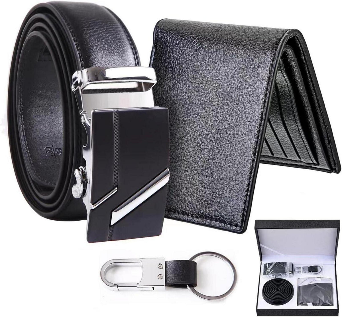 Geschenkset Herren: Gürtel Brieftasche Schlüsselanhänger in