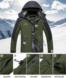 Herren Winterjacke Wasserdicht Winddicht Fleece Kapuze S