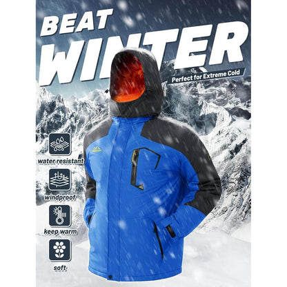 Herren Winterjacke wasserdicht warm mit Kapuze Blau