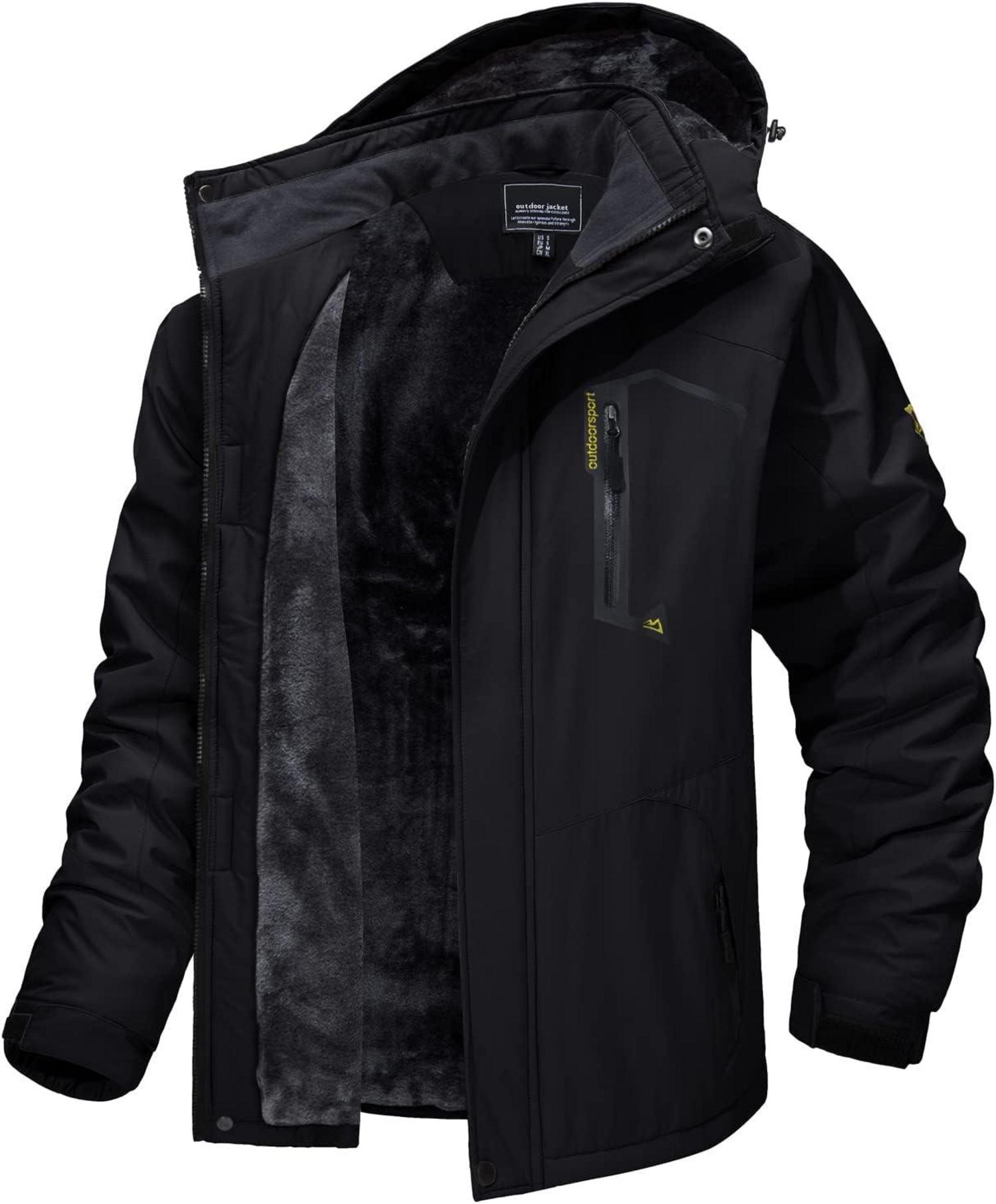 Winter Skijacke Herren Fleece Gefüttert Softshelljacke Schwarz