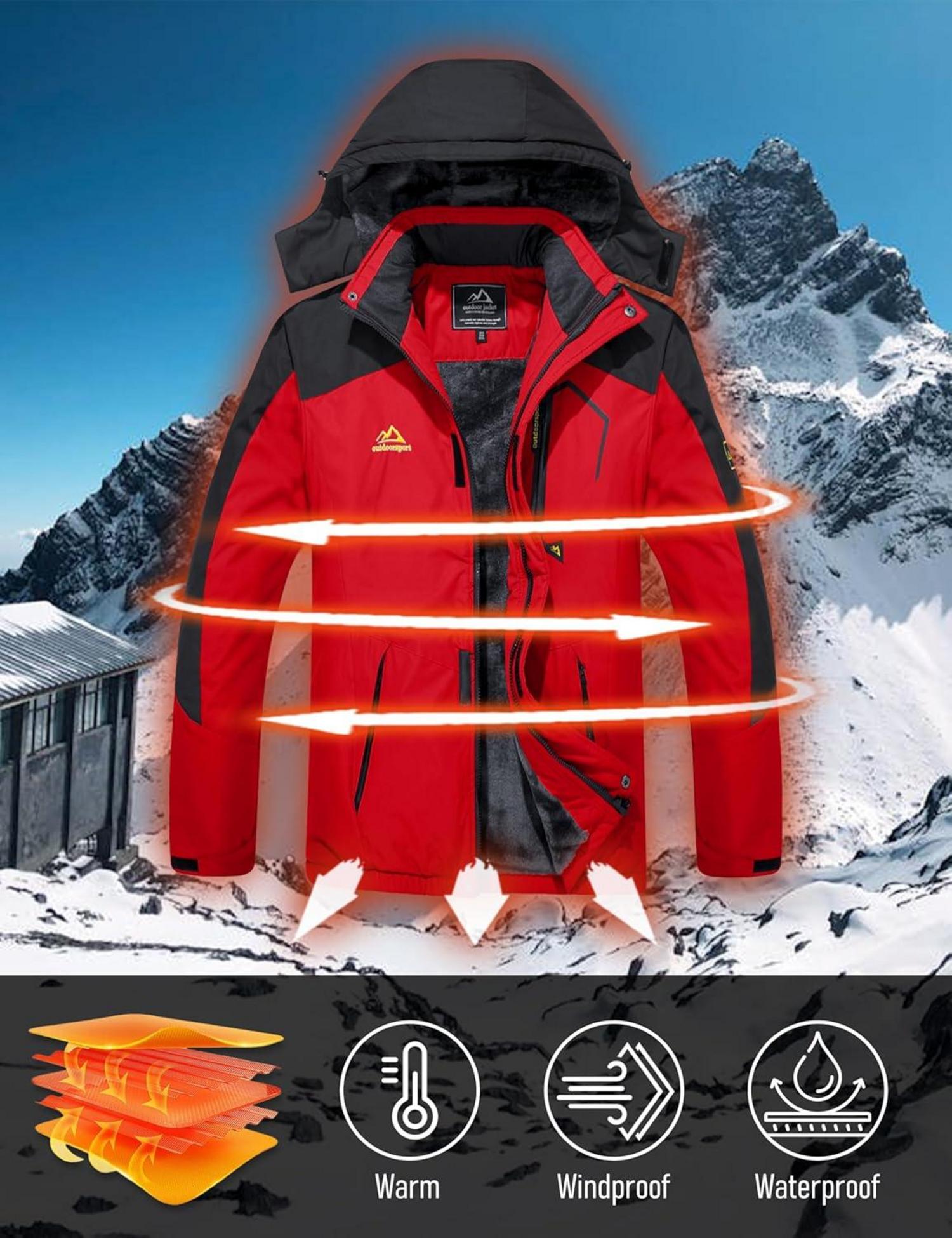 Winter Skijacke Herren Fleece Gefüttert Softshelljacke Wasserdicht