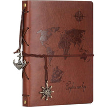 Fotoalbum Scrapbook Weltkarte Leder 60 Seiten Braun