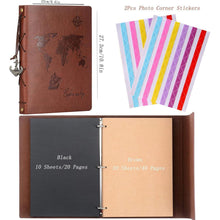 Fotoalbum Scrapbook Weltkarte Leder 60 Seiten Braun