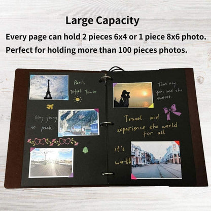 Fotoalbum Scrapbook Weltkarte Leder 60 Seiten Braun