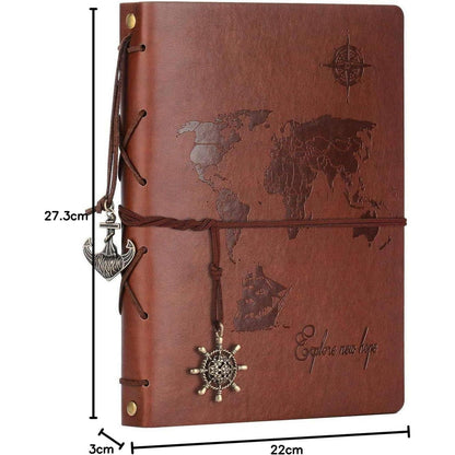 Fotoalbum Scrapbook Weltkarte Leder 60 Seiten Braun