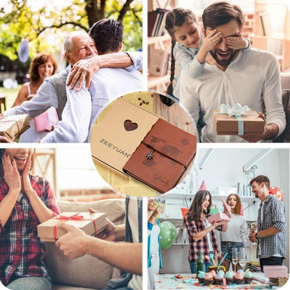 Fotoalbum Scrapbook Weltkarte Leder Braun 60 Seiten Geschenk Geburtstag