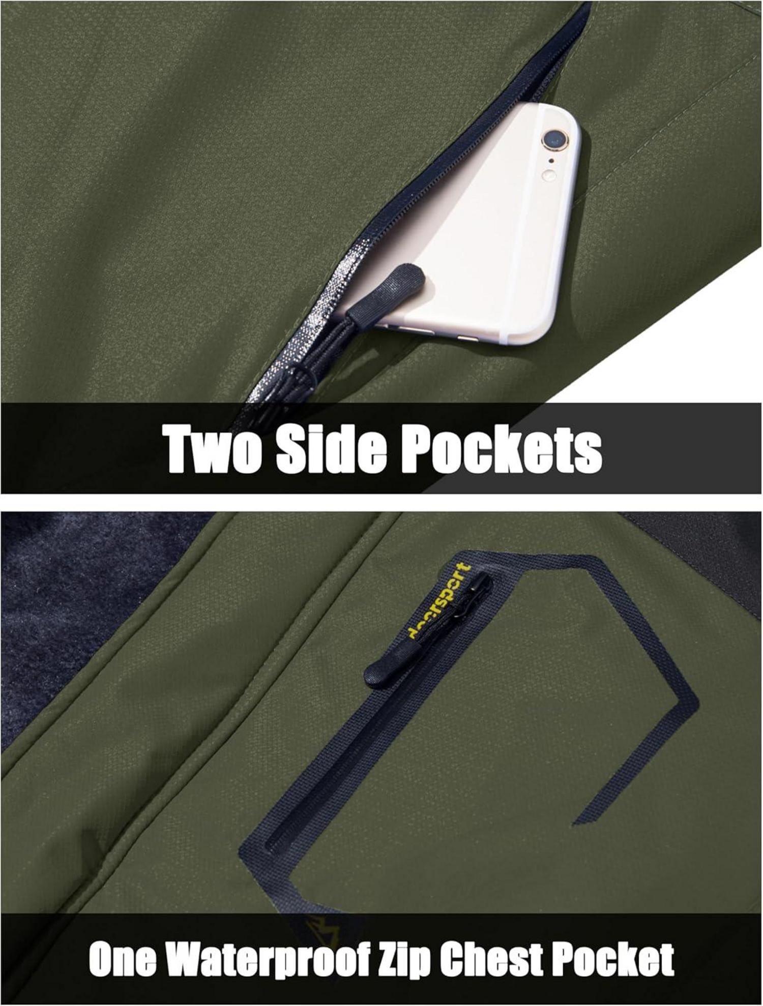 Winter Skijacke Herren Fleece Gefüttert Softshelljacke Wasserdicht M Armeegrün